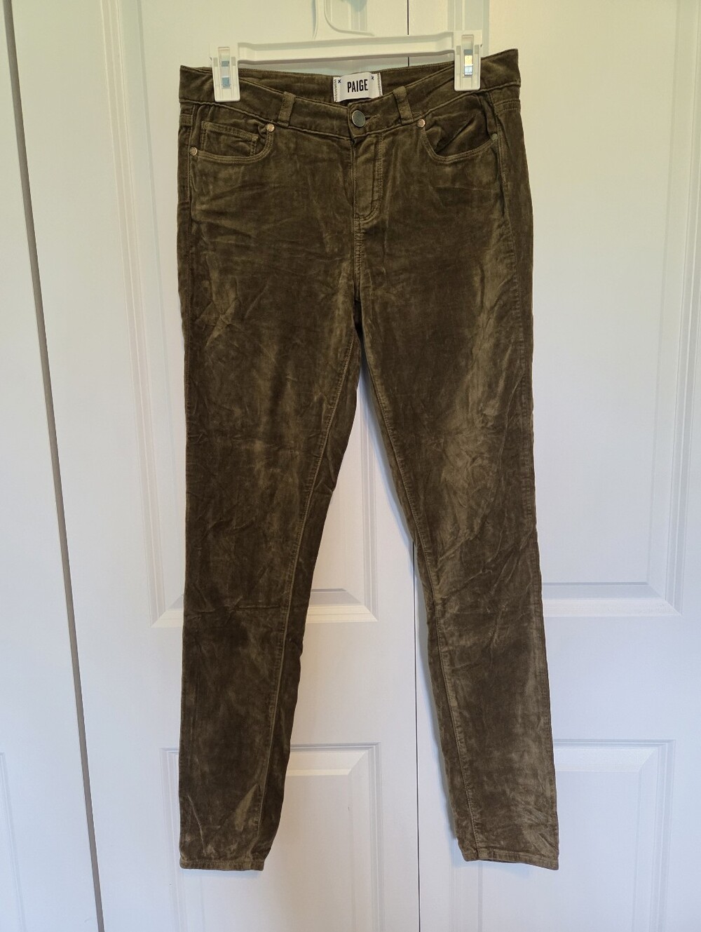 PAIGE Verdugo Ultra Skinny Olive Velvet Pants